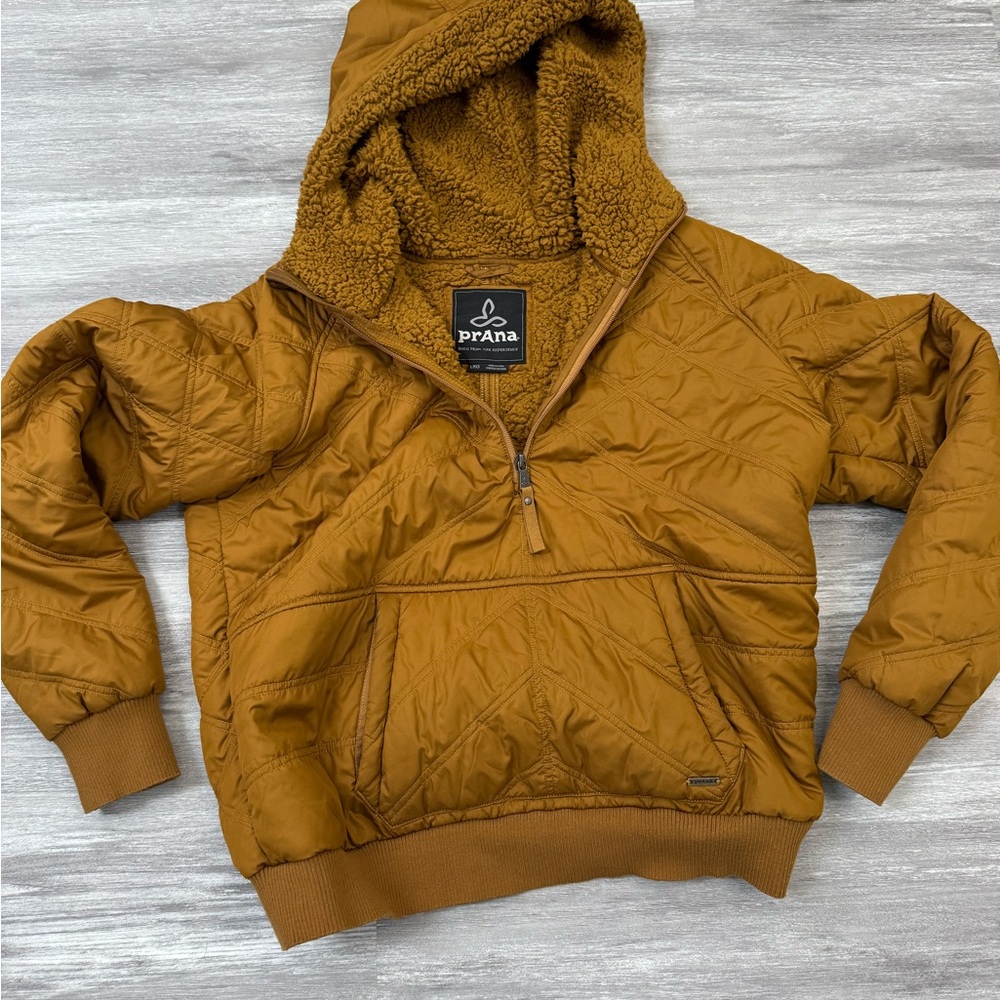 Prana Brown Quilted Pullover Hoodie
